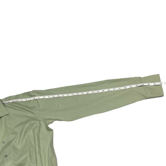Kenneth Cole Button Front Shirt Non-Iron Regular Fit Green Long Sleeve Men's XL - Picture 6 of 8